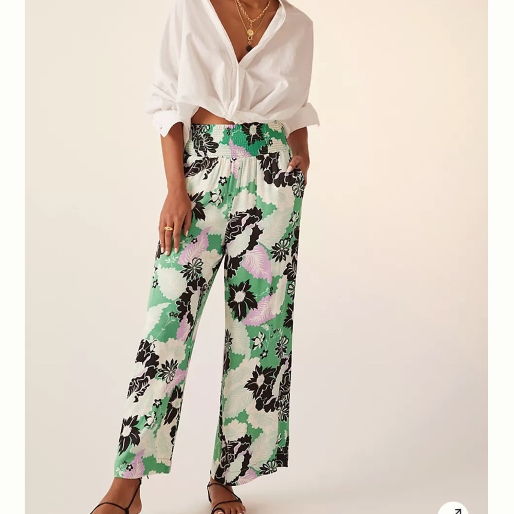 ANTHROPOLOGIE Maeve Printed Wide-Leg Pants XS small
